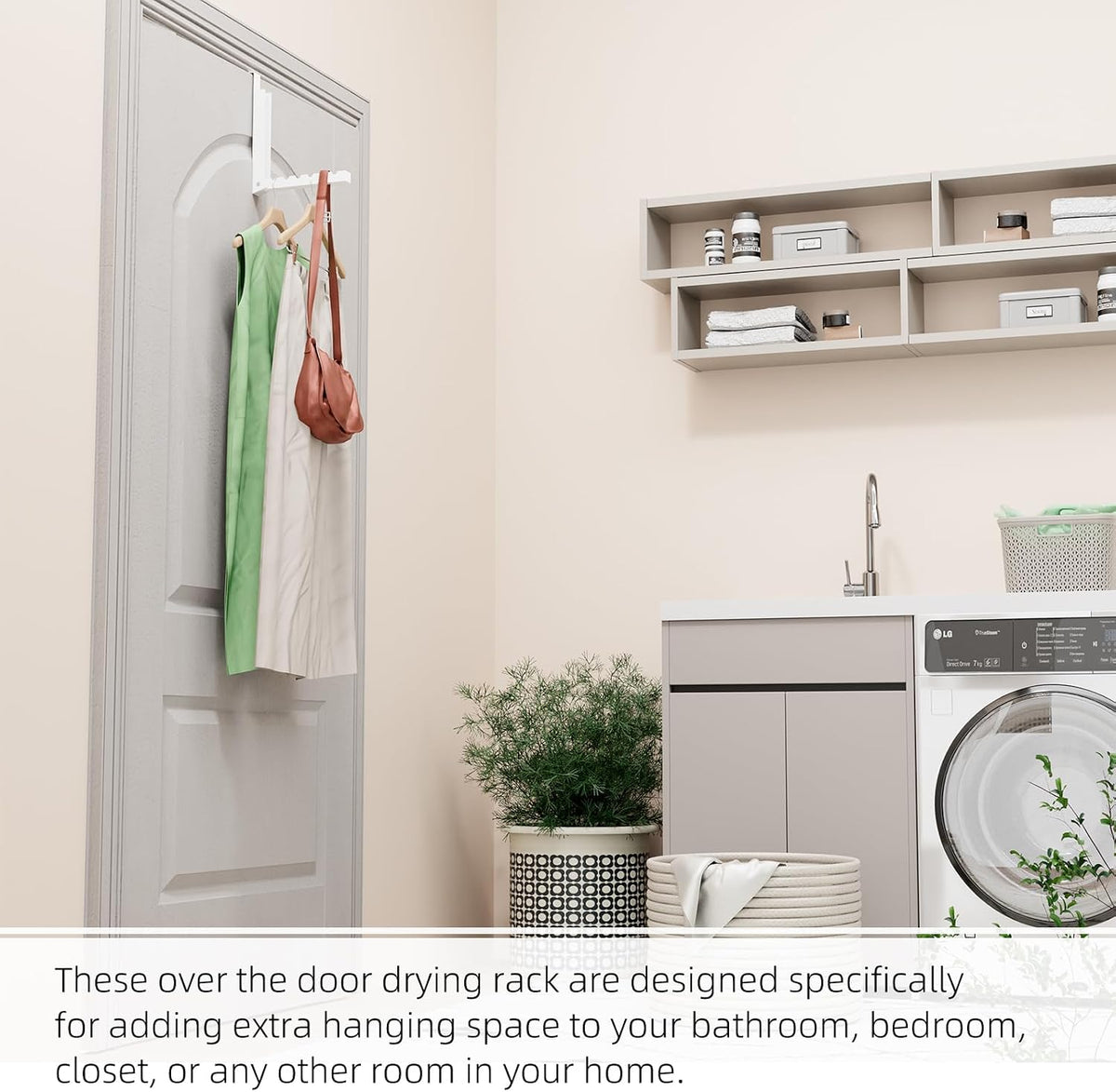 BAKON Over The Door Hanger Folding Clothes Drying Rack, Folding Hanging Coat Rack for Indoor Laundry Room Compact Small Space Foldable Portable Clothing Hanger Hook Collapsible- 2 Pack