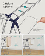 SONGMICS Clothes Drying Rack, Foldable Metal Airer, 17 x 51.2 x 39 Inches