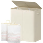 Lifewit Double Laundry Hamper with Lid, Removable Laundry Bags, Black