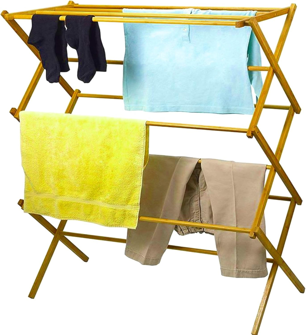 Home IT Wooden Clothes Drying Rack for Laundry - Foldable & Pre-Assembled