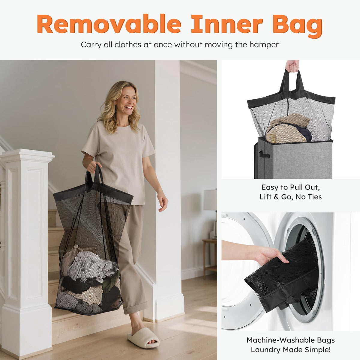 SOLEDI 100L Laundry Hamper with Lid, Large Collapsible Laundry Basket