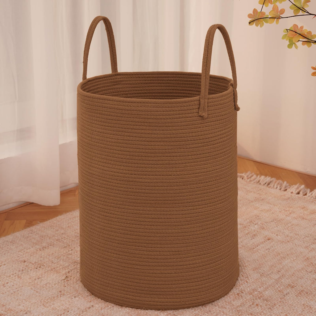 JMvicyroam 60L Cotton Rope Laundry Basket Hamper, Brown