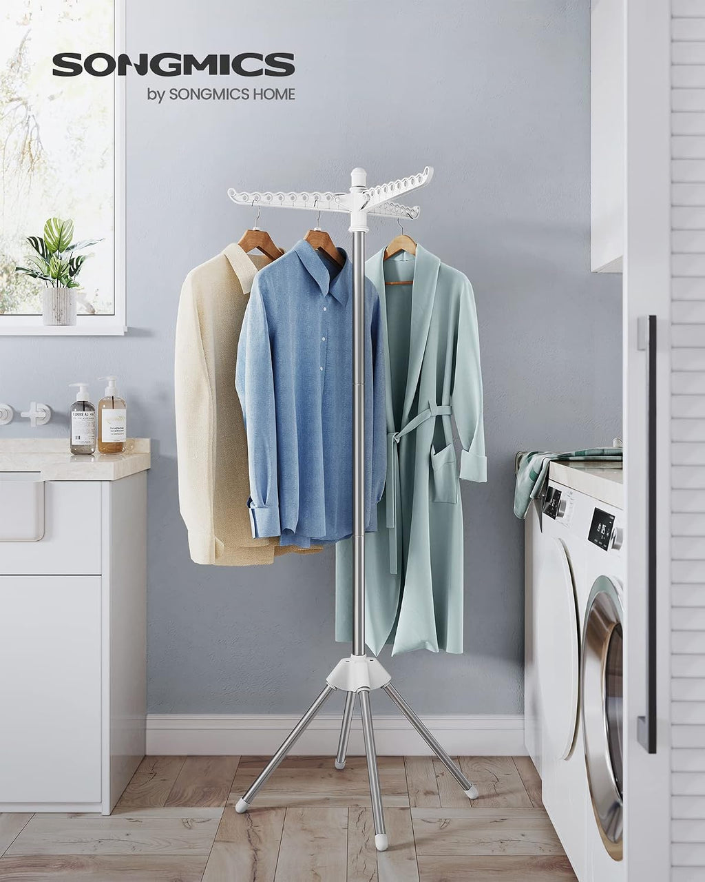 SONGMICS Clothes Drying Rack, 61.6-Inch Drying Rack, 3 Rotatable Arms