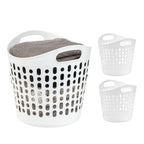 IRIS USA Plastic Laundry Hamper, 27L- 3 PK, Flexible, Ventilation, White