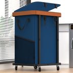 Laundry Hamper with Wheels,150L Leather Patchwork Clothes Hamper Black