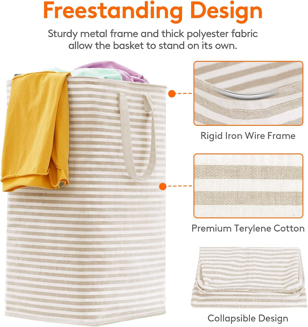 Lifewit 80L Large Laundry Baskets, Laundry Hampers Bags, 2 Pack, Beige