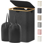 Lifewit 105L Large Laundry Basket with Lid, Removable Bags, Black