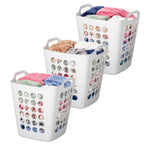 Flexible Plastic Laundry Basket - Square Storage Hamper with Side Handles for Easy Carrying - Versatile Organizer for Laundry, and Household Storage, 28 Litter White