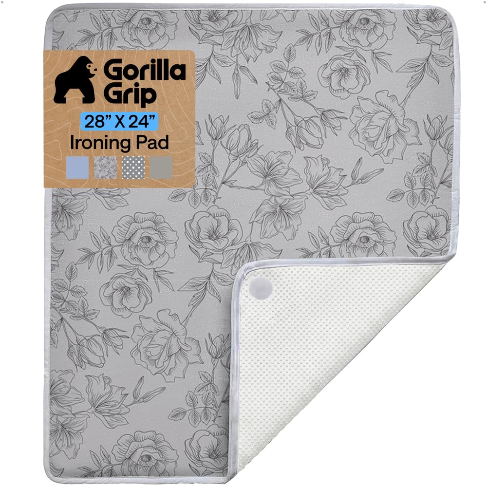 GORILLA GRIP Padded Ironing Board Cover, 15x54 Silver