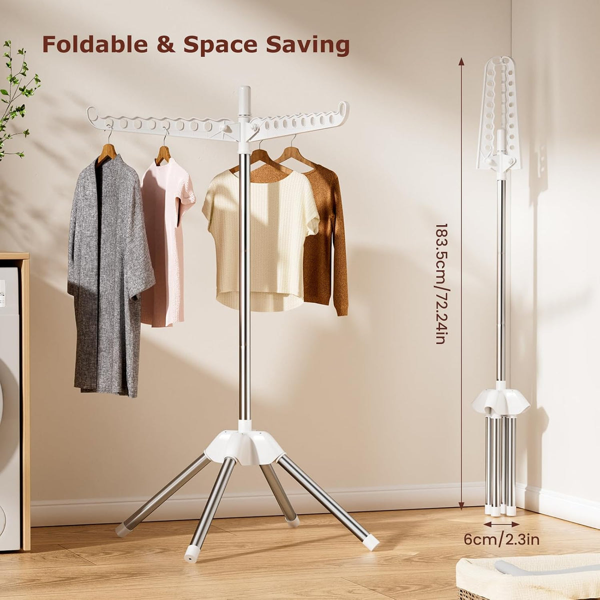 Foldable Clothes Drying Rack, Rotatable Free Standing drying rack , 1 Layer