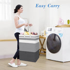 BlissTotes 3-Pack Laundry Basket, Collapsible Laundry Hamper, Grey, 75L