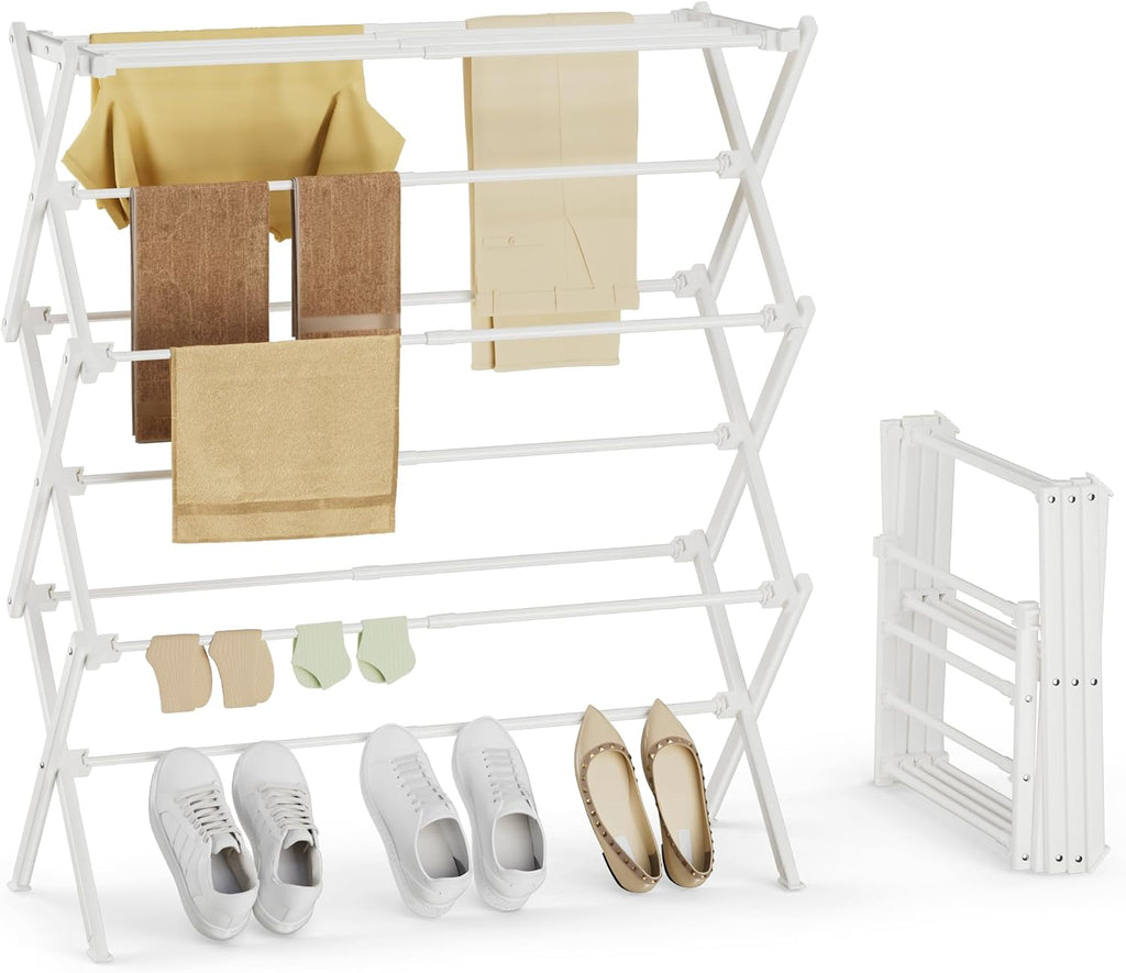 Foldable Clothes Drying Rack, Reinforced Joints, White