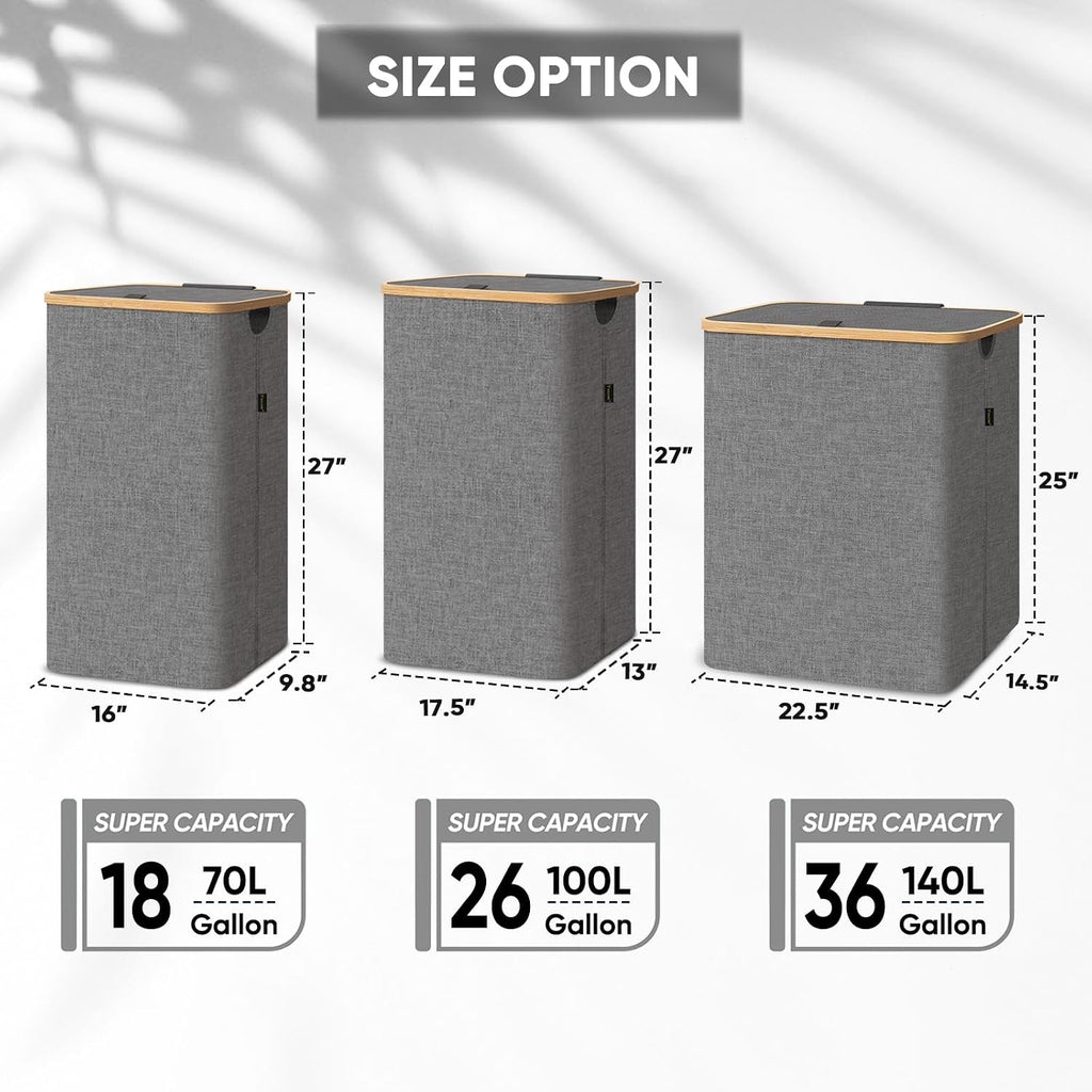 BALEINE 100L Laundry Hamper with Lid, Large Laundry Basket Bin