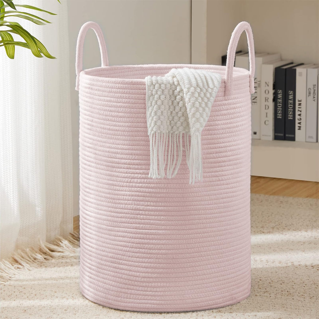 YOUDENOVA Jute Rope Laundry Hamper Basket, 58L Blanket Basket for Nursery