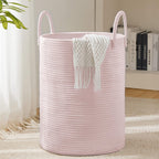 YOUDENOVA Jute Rope Laundry Hamper Basket, 58L Blanket Basket for Nursery