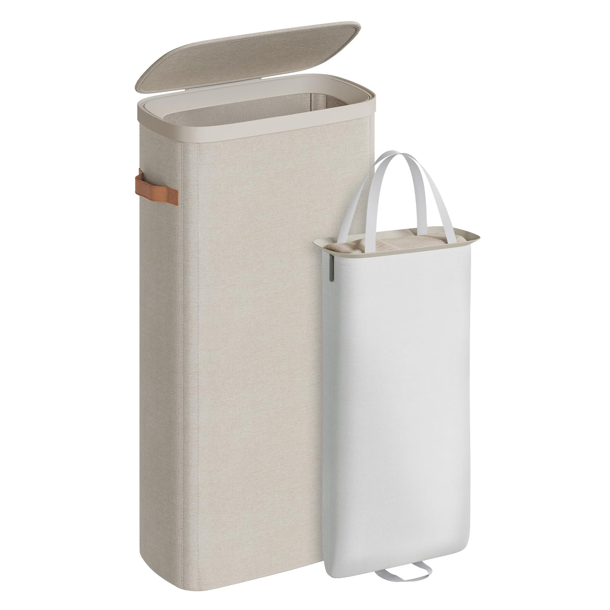 SONGMICS Laundry Basket, 170L Laundry Hamper with Lid, 2 Removable Bags