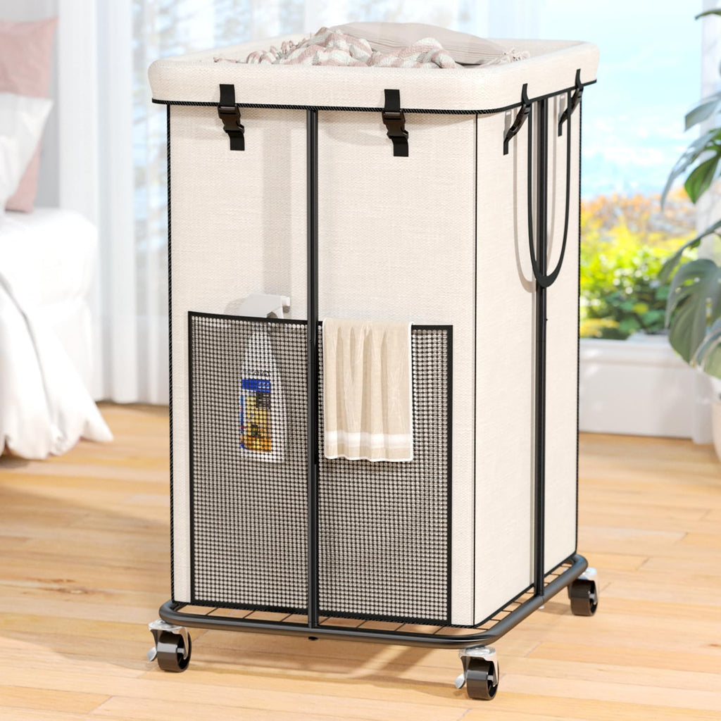 Laundry Hamper with Wheels, 150L Rolling Laundry Basket with Bag & Handles