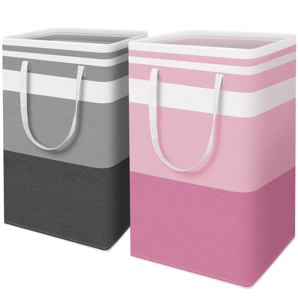 HomeHacks 2 Pack Large Laundry Baskets, Laundry Hampers Bags (Grey 75Lx2)