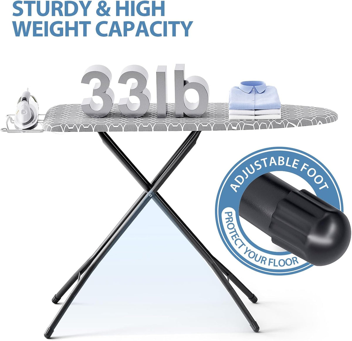 KINGBOARD Ironing Board Full Size, Iron Board and Ironing Board Set 43x13