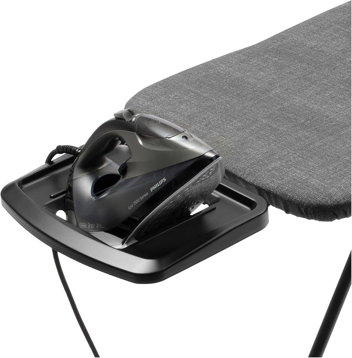 Brabantia XL Comfort Ironing Board with Solid Steam Iron Rest | Large (Size C) | Fairtrade Denim Black Cover | Adjustable Height (27-38"), Easy Fold, Anti-Collapse Lock, Non-Slip Feet