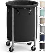SONGMICS Laundry Basket with Wheels, 110L, Steel Frame, Removable Bag