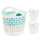 IRIS USA Plastic Laundry Hamper, 27L- 3 PK, Flexible, Ventilation, White