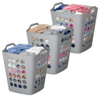 Flexible Plastic Laundry Basket - Square Storage Hamper with Side Handles for Easy Carrying - Versatile Organizer for Laundry, and Household Storage, 28 Litter White