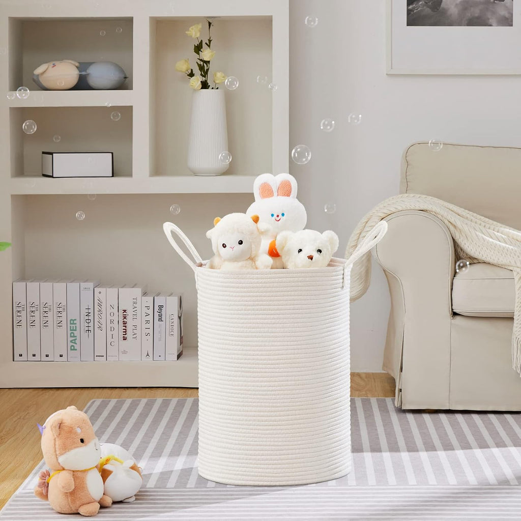 VIPOSCO 72L Tall Woven Laundry Basket Hamper, White