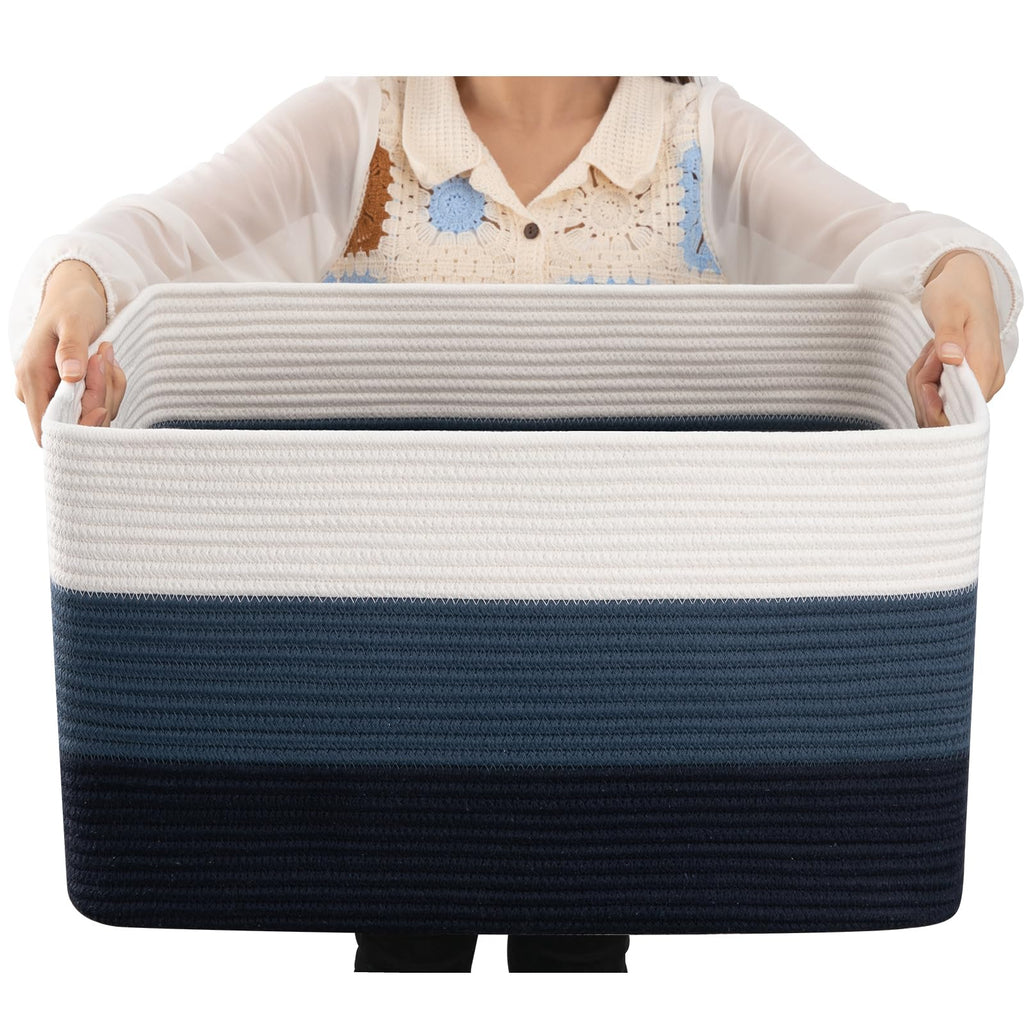 OIAHOMY Blanket Basket Laundry Basket Dog Toy Basket 75L Gradient Brown