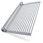 Ohuhu Over Sink Dish Drying Rack Silicone Wrapped 17.6" W x 15.4" L Large Over the Sink Roll Up Dish Drainer - Foldable Sink Drying Rack Rolling Drain Mats Anti-Slip Multipurpose for Kitchen Counter