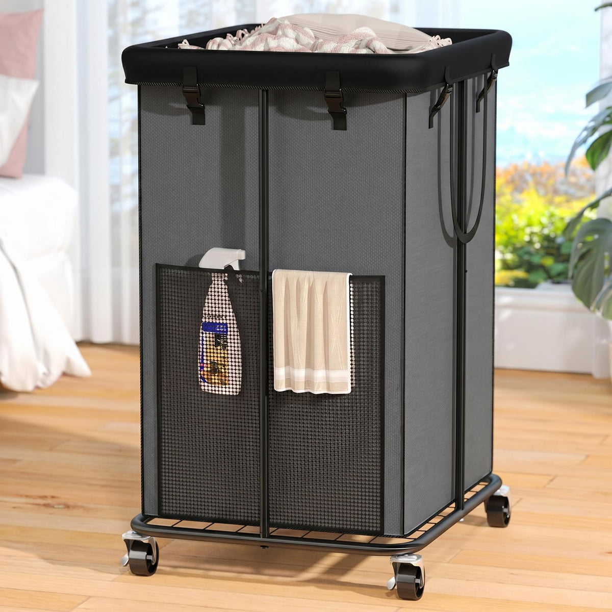 Laundry Hamper with Wheels, 150L Rolling Laundry Basket with Bag & Handles