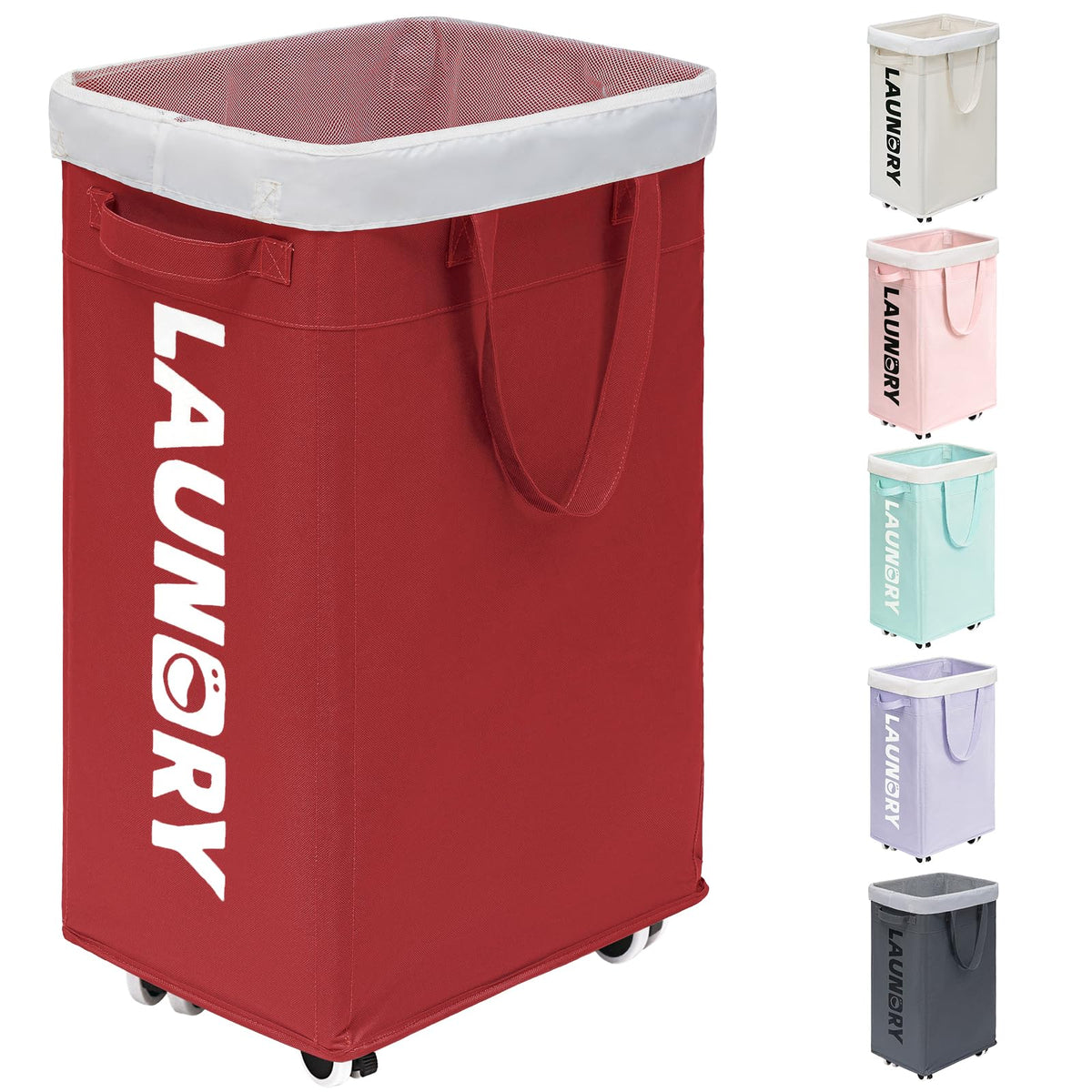 Goodpick 75L Laundry Basket with Wheels & Removable Wash Bag for Dorm