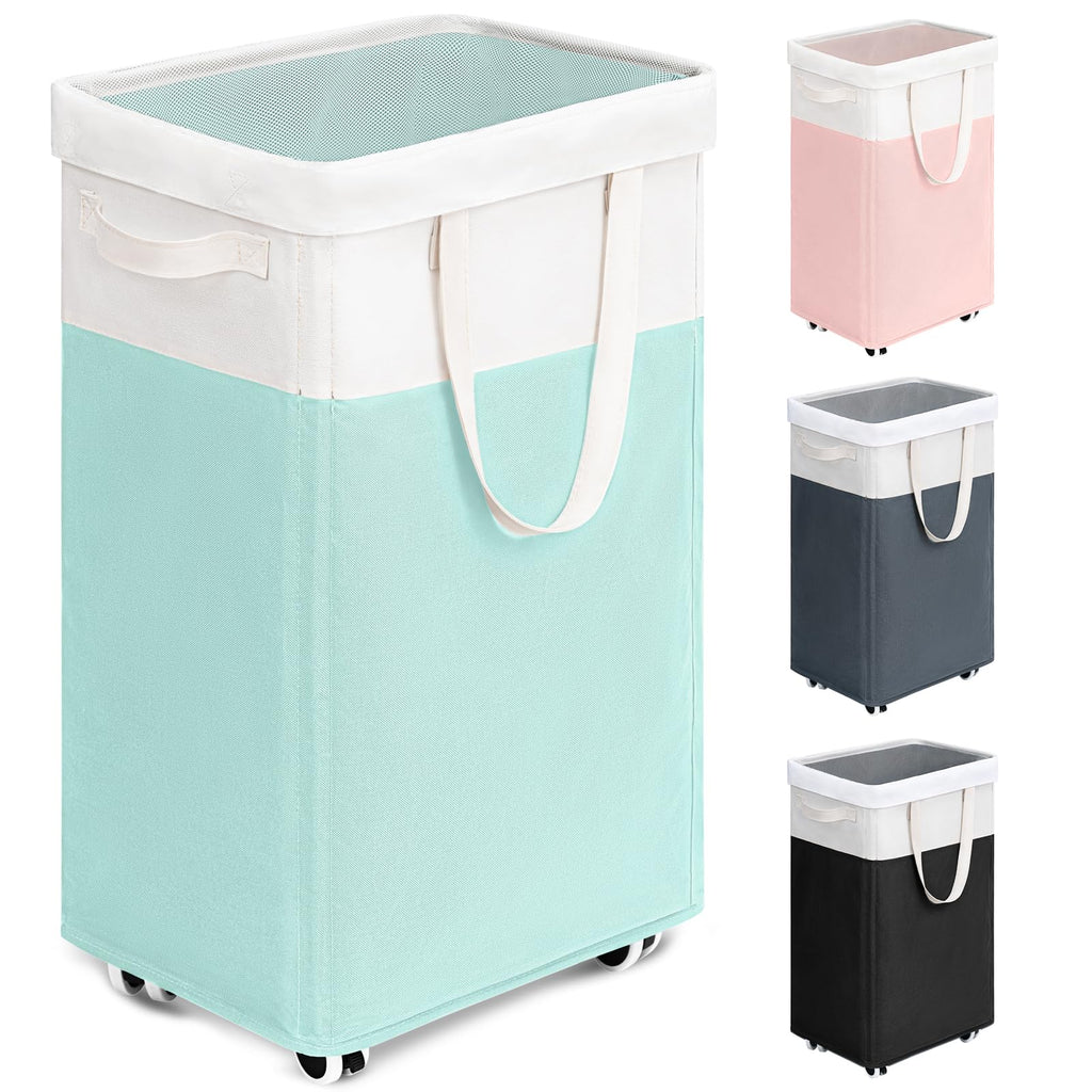 Goodpick 75L Laundry Basket with Wheels & Removable Wash Bag for Dorm