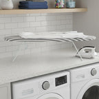 Honey-Can-Do Steel Tabletop Ironing Board with Folding Legs, Grey and White Stripe Cotton Cover, Compact Space-Saving Design, 30" L x 6" H