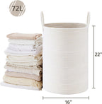 VIPOSCO 72L Tall Woven Laundry Basket Hamper, White