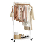 Sakugi Clothes Rack - Clothing Rack with Storage Mesh Shelf & Casters, Heavy-Duty Metal Clothing Rack for Hanging Clothes, Dresses, Coats, Large Load Capacity, Easy Assembly, Black, 28.0"x16.9"x59.0"