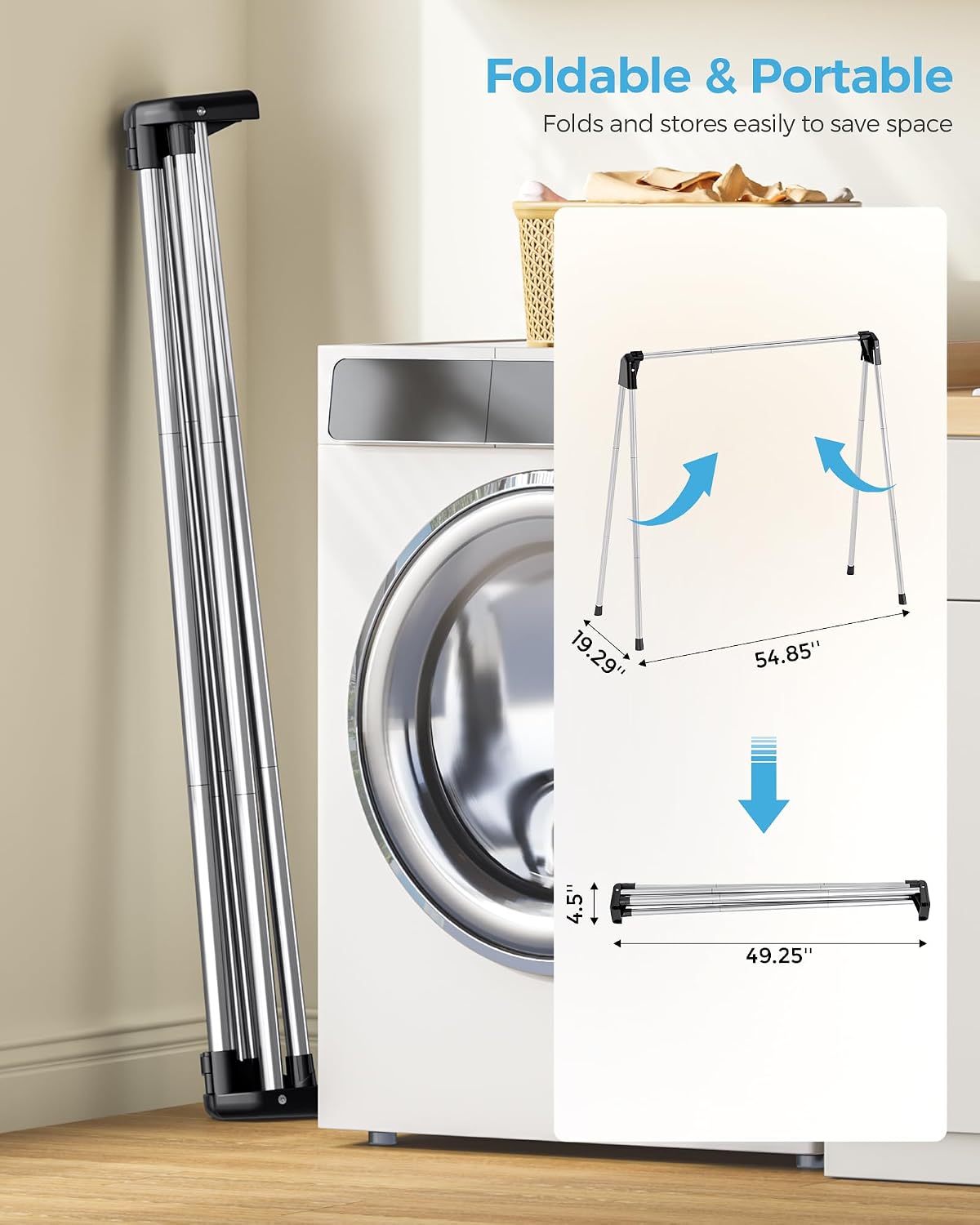 APEXCHASER Clothes Drying Rack Foldable, Portable Clothes Airer, 48" H