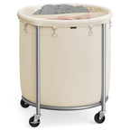 SONGMICS Laundry Basket with Wheels, 110L, Steel Frame, Removable Bag