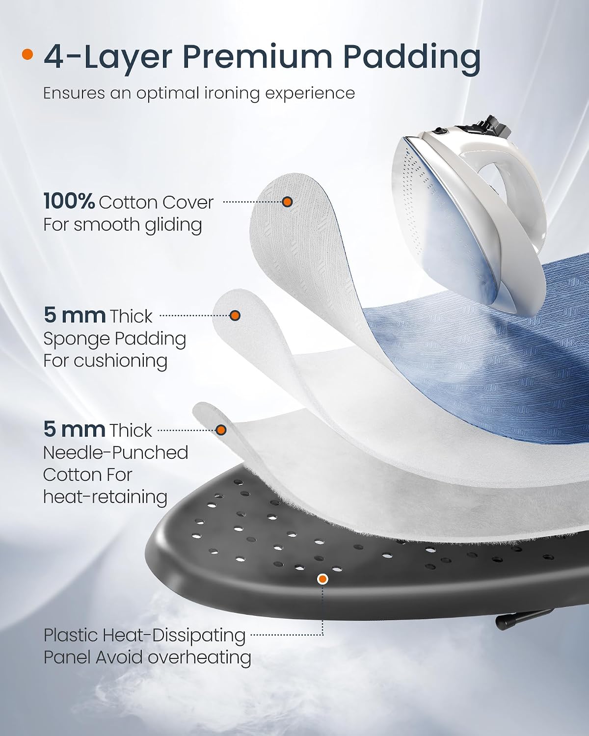 SONGMICS Ironing Board, Foldable, with Iron Rest, 43 x 13 Inches