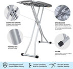 oleaf Ironing Board with Cover and Thicken Pad Height Adjustable Full Size Foldable Iron Board with Iron Rest, Stable Steel Legs, Metal Construction, Heat Resistant, Pink