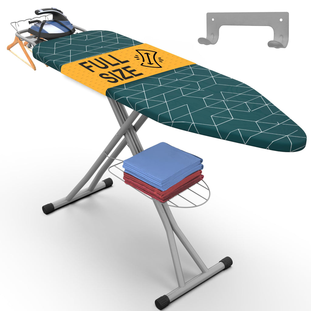 Xabitat Ironing Board Extra-Wide 57" x 18" Foldable with Wall Hanger
