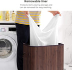 SONGMICS Bamboo Laundry Hamper with Lid, 100L, with Handles
