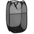 2 Packs Mesh Pop up Laundry Hamper (Black/Navy Blue) with Portable Durable Handles, Collapsible for Storage, Folding Pop-Up Clothes Hampers for Apartment, Home, College Dorm or Travel
