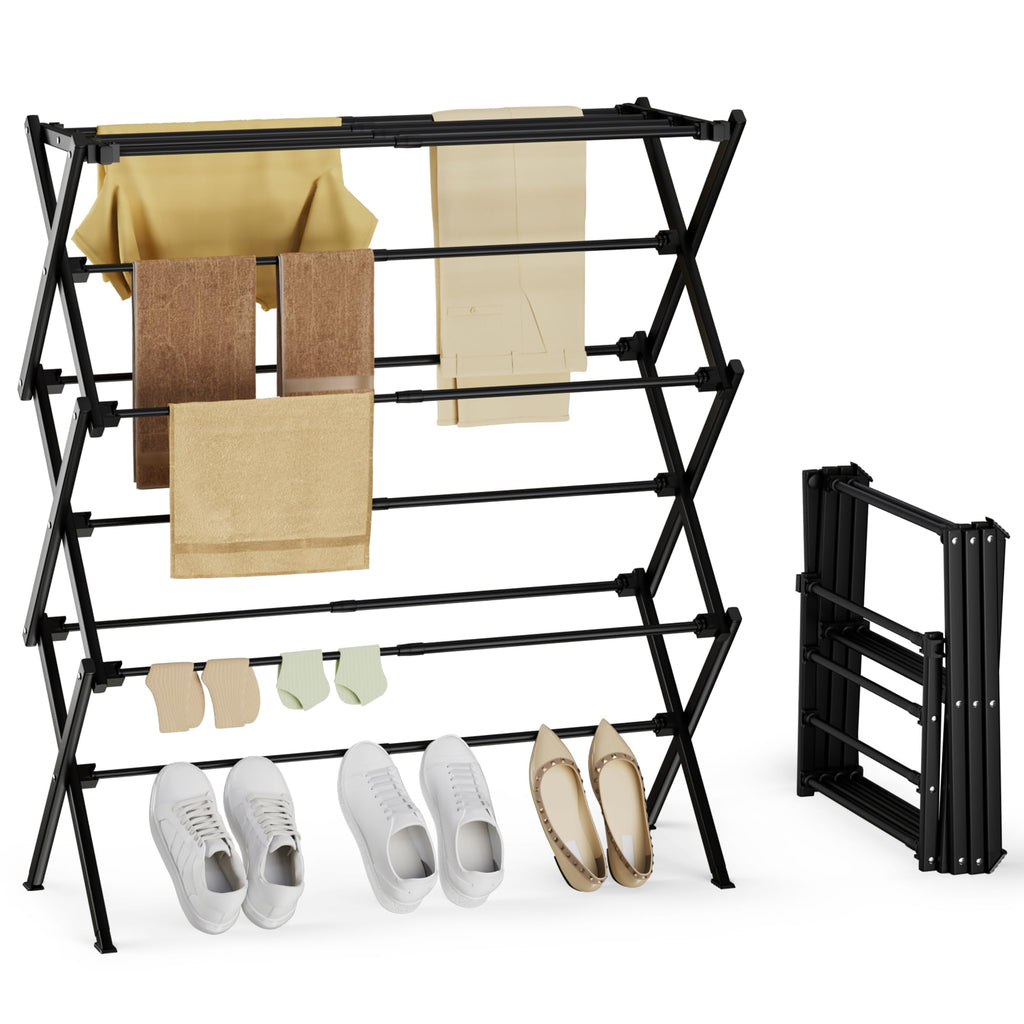 Foldable Clothes Drying Rack, Reinforced Joints, White