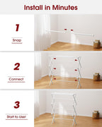 Sakugi Foldable 3-Tier Clothes Drying Rack 37.4" H with Non-Slip Feet