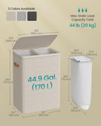 SONGMICS Laundry Basket, 170L Laundry Hamper with Lid, 2 Removable Bags