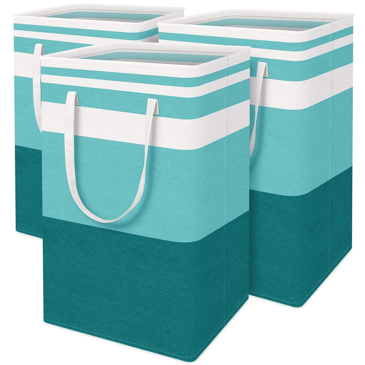 BlissTotes 3-Pack Laundry Basket, Collapsible Laundry Hamper, Grey, 75L