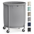 SONGMICS Laundry Basket with Wheels, 110L, Steel Frame, Removable Bag