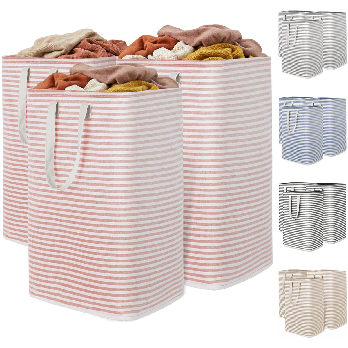 Lifewit 80L Large Laundry Baskets, Laundry Hampers Bags, 2 Pack, Beige