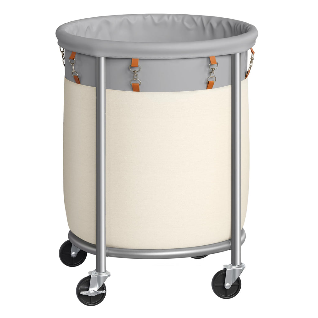 SONGMICS Laundry Basket with Wheels, 110L, Steel Frame, Removable Bag